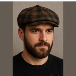 Burberry London 100%  wool. Brown  Plaid Newsboy Cap